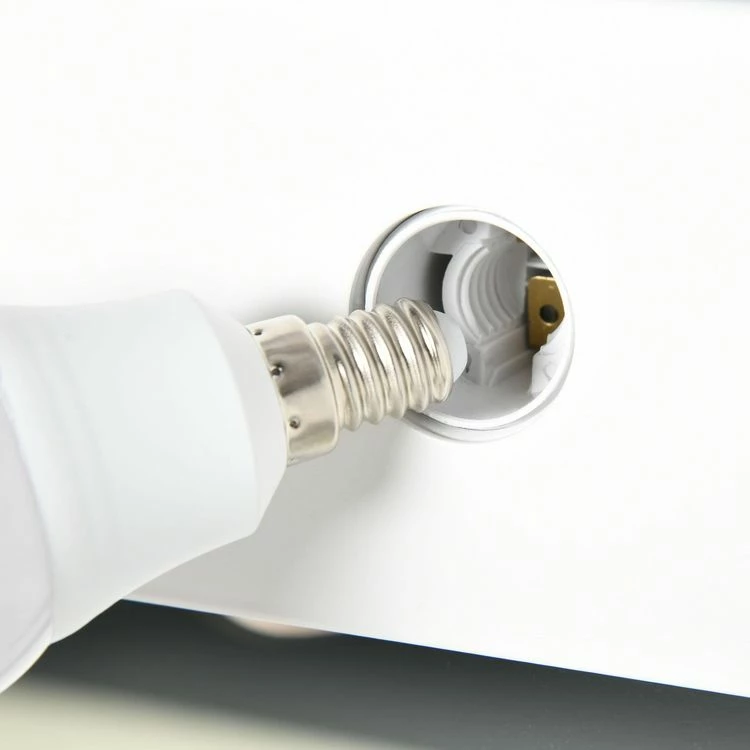 HOMCOM Miroir Maquillage Hollywood Lumineux LED Tactile - 12 LED, Luminosité Réglable, Fonction Mémoire - Métal MDF Blanc Verre 6 HOMCOM Miroir Maquillage Hollywood Lumineux LED Tactile - 12 LED, Luminosité Réglable, Fonction Mémoire - Métal MDF Blanc Verre – Image 6