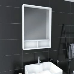 Aurlane Miroir Salle De Bain 50x70cm - Avec étagères - NORDIK HYLLA