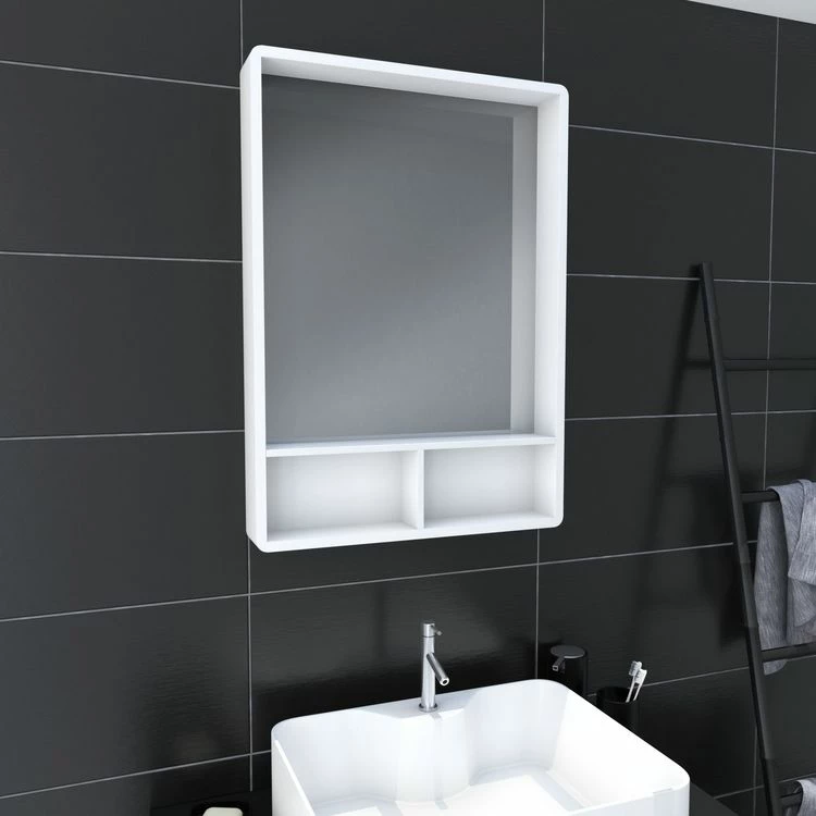 Aurlane Miroir Salle De Bain 50x70cm - Avec étagères - NORDIK HYLLA 1 Aurlane Miroir Salle De Bain 50x70cm - Avec étagères - NORDIK HYLLA