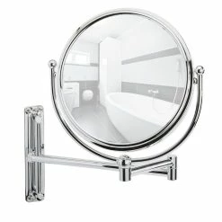 Wenko Miroir Mural Grossissant De Salle De Bain Deluxe - Diam. 19 Cm - Argent