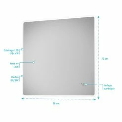 Aurlane Miroir Salle De Bain LED Rectangulaire Auto-éclairant 80x70cm - Ulysse LED 80 8 Aurlane Miroir Salle De Bain LED Rectangulaire Auto-éclairant 80x70cm - Ulysse LED 80 -Paris Prix boutique B2CD 2154