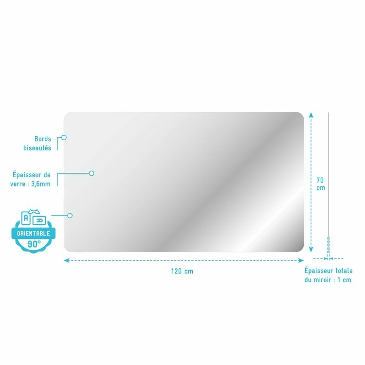 Aurlane Miroir Salle De Bain - 120x70cm - GO 4 Aurlane Miroir Salle De Bain - 120x70cm - GO – Image 4