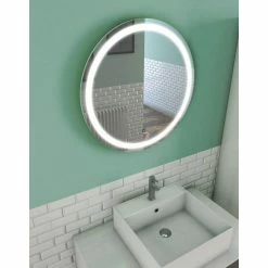 Aurlane Miroir Salle De Bain LED Auto-éclairant CIRCLE LIGHT Diamètre 59cm