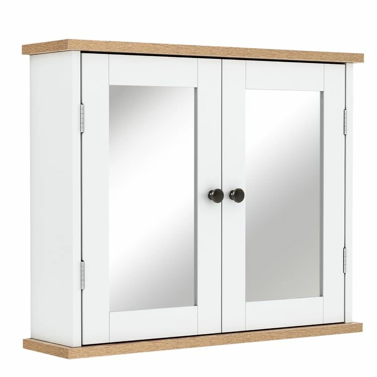 HOMCOM Armoire Murale De Salle De Bain Avec étagère Réglable Et 2 Portes Avec Miroir En MDF - Dim. 56I X 14P X 46H Cm 1 HOMCOM Armoire Murale De Salle De Bain Avec étagère Réglable Et 2 Portes Avec Miroir En MDF - Dim. 56I X 14P X 46H Cm