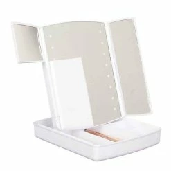 Paris Prix Miroir LED Tiroir De Rangement 24cm Blanc -Paris Prix boutique B2CD 2177