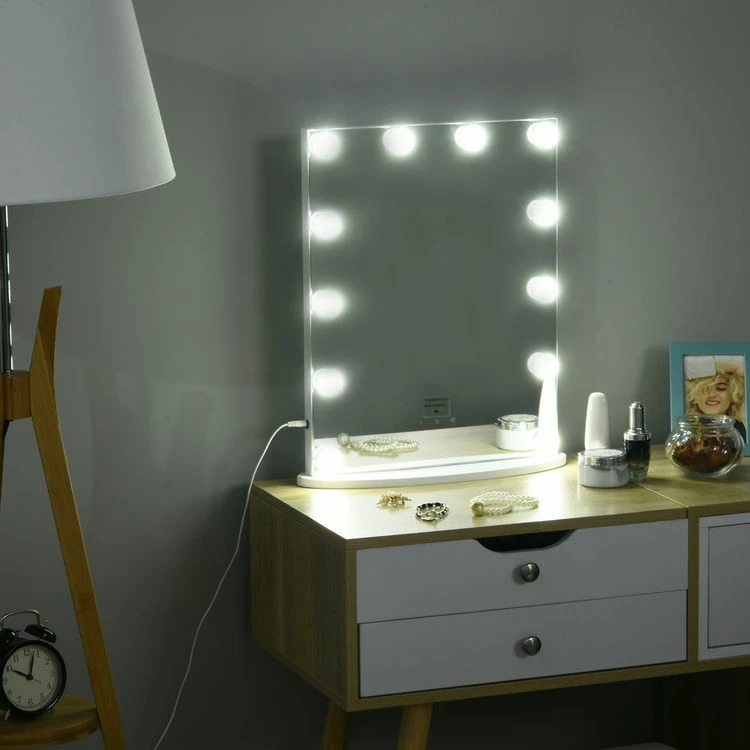 HOMCOM Miroir Maquillage Hollywood Lumineux LED Intensité Réglable Pour Coiffeuse Dim. 41L X 13P X 51H 2 HOMCOM Miroir Maquillage Hollywood Lumineux LED Intensité Réglable Pour Coiffeuse Dim. 41L X 13P X 51H – Image 2