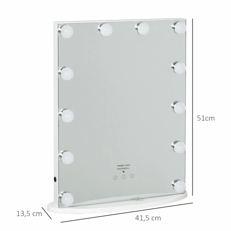 HOMCOM Miroir Maquillage Hollywood Lumineux LED Intensité Réglable Pour Coiffeuse Dim. 41L X 13P X 51H 3 HOMCOM Miroir Maquillage Hollywood Lumineux LED Intensité Réglable Pour Coiffeuse Dim. 41L X 13P X 51H – Image 3