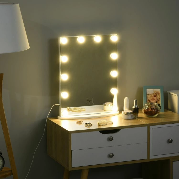 HOMCOM Miroir Maquillage Hollywood Lumineux LED Intensité Réglable Pour Coiffeuse Dim. 41L X 13P X 51H 5 HOMCOM Miroir Maquillage Hollywood Lumineux LED Intensité Réglable Pour Coiffeuse Dim. 41L X 13P X 51H – Image 5