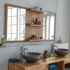 BOIS DESSUS BOIS DESSOUS Miroir En Teck Massif Rectangulaire 160x80 Cm -Paris Prix boutique B2CD 2199