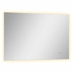 KLEANKIN Miroir Salle De Bain Lumineux LED 42 W - Dim. 90L X 3l X 60H Cm - Fonction Anti-buée, Interrupteur Tactile, Luminosité Réglable - Alu. Verre