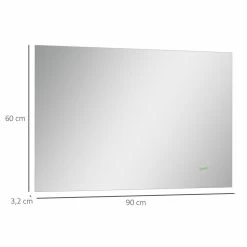 KLEANKIN Miroir Salle De Bain Lumineux LED 42 W - Dim. 90L X 3l X 60H Cm - Fonction Anti-buée, Interrupteur Tactile, Luminosité Réglable - Alu. Verre 8 KLEANKIN Miroir Salle De Bain Lumineux LED 42 W - Dim. 90L X 3l X 60H Cm - Fonction Anti-buée, Interrupteur Tactile, Luminosité Réglable - Alu. Verre -Paris Prix boutique B2CD 2204