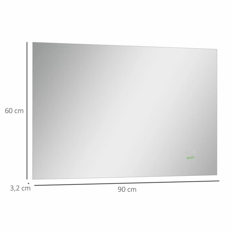 KLEANKIN Miroir Salle De Bain Lumineux LED 42 W - Dim. 90L X 3l X 60H Cm - Fonction Anti-buée, Interrupteur Tactile, Luminosité Réglable - Alu. Verre 3 KLEANKIN Miroir Salle De Bain Lumineux LED 42 W - Dim. 90L X 3l X 60H Cm - Fonction Anti-buée, Interrupteur Tactile, Luminosité Réglable - Alu. Verre – Image 3