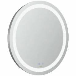 KLEANKIN Miroir Salle De Bain Lumineux LED 35 W - Dim. à 60 X 4H Cm - Fonction Anti-buée, Interrupteur Tactile, Luminosité Réglable - Alu. Verre