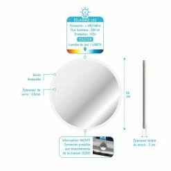 Aurlane Miroir Salle De Bain Avec Eclairage LED - Ø60cm - GO LED 7 Aurlane Miroir Salle De Bain Avec Eclairage LED - Ø60cm - GO LED -Paris Prix boutique B2CD 2223