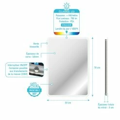 Aurlane Miroir Rectangle - 50x70x4cm GO RECTANGULAR LED 50 7 Aurlane Miroir Rectangle - 50x70x4cm GO RECTANGULAR LED 50 -Paris Prix boutique B2CD 2251