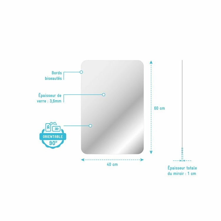 Aurlane Miroir Salle De Bain - 40x60cm - GO 4 Aurlane Miroir Salle De Bain - 40x60cm - GO – Image 4