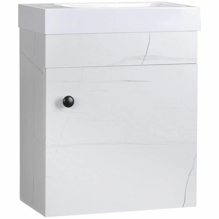 KLEANKIN Meuble Sous-vasque Suspendu - Vasque Céramique Incluse - 1 Porte - Dim. 40L X 22l X 50H Cm - Aspect Marbre Blanc 1 KLEANKIN Meuble Sous-vasque Suspendu - Vasque Céramique Incluse - 1 Porte - Dim. 40L X 22l X 50H Cm - Aspect Marbre Blanc