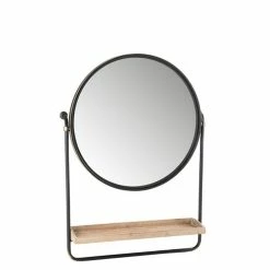 BOIS DESSUS BOIS DESSOUS Miroir En Rond En Métal Avec étagère En Bois