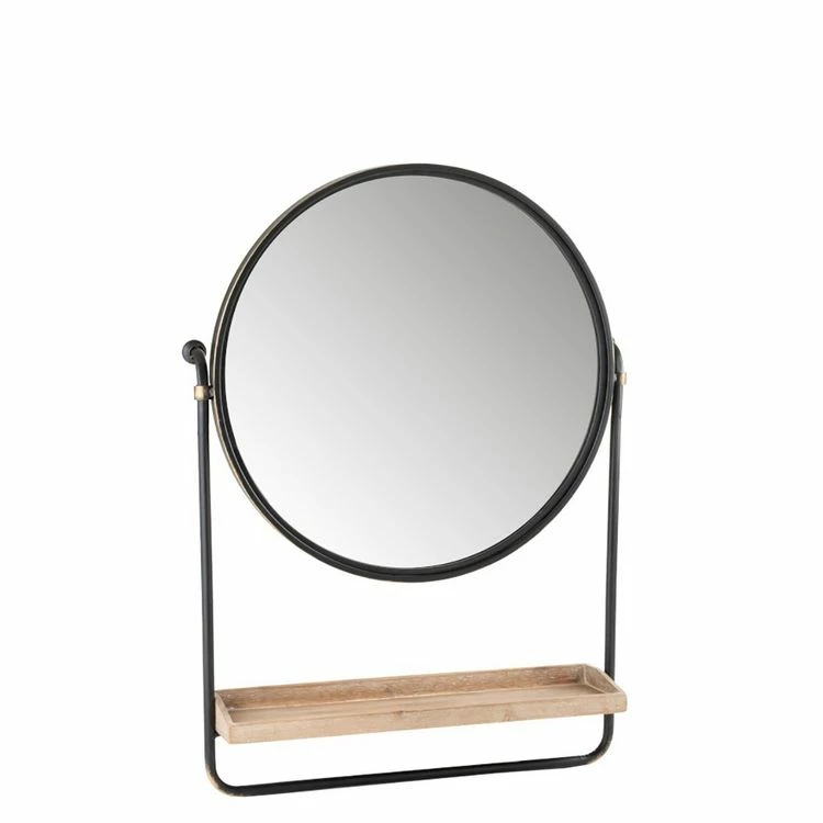 BOIS DESSUS BOIS DESSOUS Miroir En Rond En Métal Avec étagère En Bois 1 BOIS DESSUS BOIS DESSOUS Miroir En Rond En Métal Avec étagère En Bois