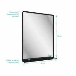 Aurlane Miroir Salle De Bain 80x60cm - Laqué Noir Mat Avec étagères - FRAMED MIRROR 8 Aurlane Miroir Salle De Bain 80x60cm - Laqué Noir Mat Avec étagères - FRAMED MIRROR -Paris Prix boutique B2CD 2283