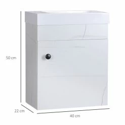 KLEANKIN Meuble Sous-vasque Suspendu - Vasque Céramique Incluse - 1 Porte - Dim. 40L X 22l X 50H Cm - Aspect Marbre Blanc 8 KLEANKIN Meuble Sous-vasque Suspendu - Vasque Céramique Incluse - 1 Porte - Dim. 40L X 22l X 50H Cm - Aspect Marbre Blanc -Paris Prix boutique B2CD 229