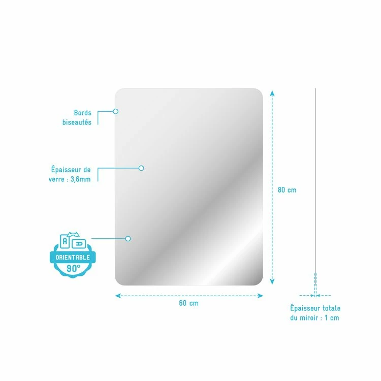 Aurlane Miroir Salle De Bain - 60x80cm - GO 4 Aurlane Miroir Salle De Bain - 60x80cm - GO – Image 4