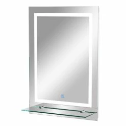 HOMCOM Miroir Lumineux LED 22 W Interrupteur Tactile étagère Intégrée 50L X 4l X 70H Cm