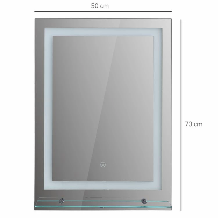 HOMCOM Miroir Lumineux LED 22 W Interrupteur Tactile étagère Intégrée 50L X 4l X 70H Cm 3 HOMCOM Miroir Lumineux LED 22 W Interrupteur Tactile étagère Intégrée 50L X 4l X 70H Cm – Image 3