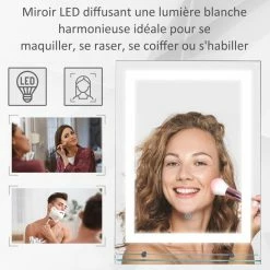 HOMCOM Miroir Lumineux LED 22 W Interrupteur Tactile étagère Intégrée 50L X 4l X 70H Cm 9 HOMCOM Miroir Lumineux LED 22 W Interrupteur Tactile étagère Intégrée 50L X 4l X 70H Cm -Paris Prix boutique B2CD 2322