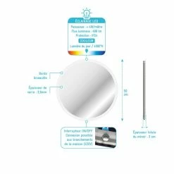 Aurlane Miroir LED IP24 Réversible - 50x50cm GO ROUND LED 50 7 Aurlane Miroir LED IP24 Réversible - 50x50cm GO ROUND LED 50 -Paris Prix boutique B2CD 2334
