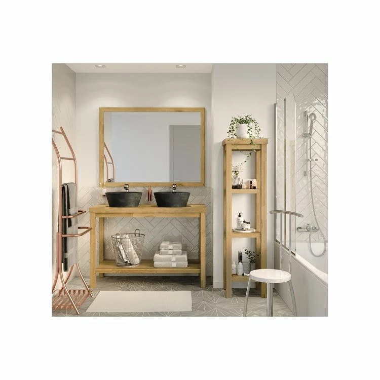 HELLIN Miroir De Salle De Bain Rectangulaire En Bois 120 Cm - PARIS 2 HELLIN Miroir De Salle De Bain Rectangulaire En Bois 120 Cm - PARIS – Image 2