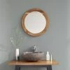 BOIS DESSUS BOIS DESSOUS Miroir En Teck Massif Rond 50 Cm