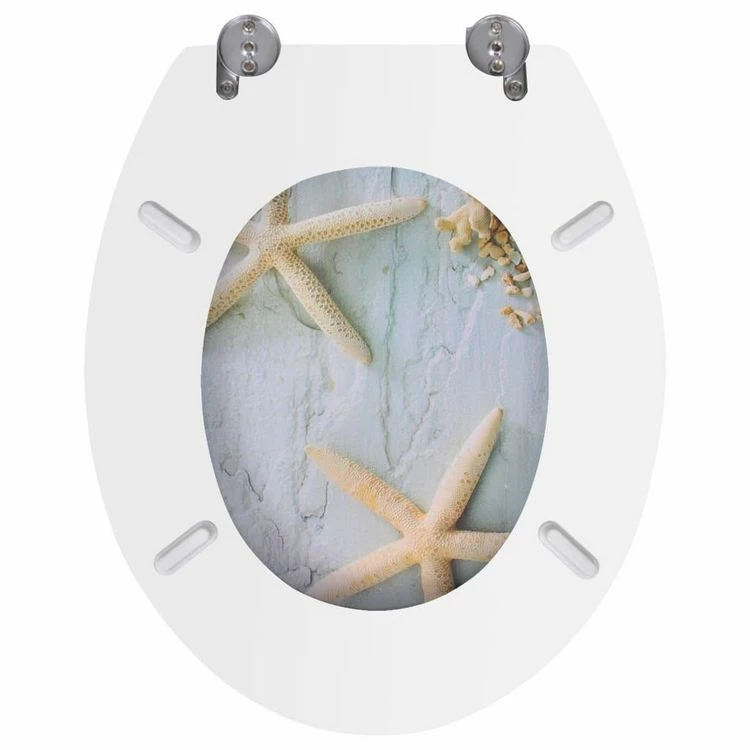 VIDAXL Siege De Toilette Avec Couvercle MDF Etoile De Mer 5 VIDAXL Siege De Toilette Avec Couvercle MDF Etoile De Mer – Image 5