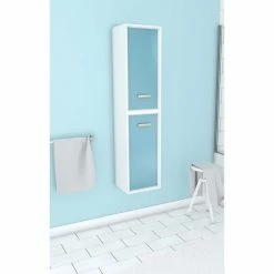 Aurlane COLONNE DE SALLE DE BAIN SCANDINAVE BLANC A SUSPENDRE - H150xP25xL35cm - NORDIK VATTEN