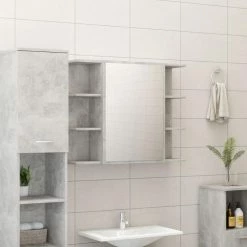 VIDAXL Ensemble De Meubles De Bain 3 Pcs Gris Beton Agglomere 9 VIDAXL Ensemble De Meubles De Bain 3 Pcs Gris Beton Agglomere -Paris Prix boutique B2CD 2398