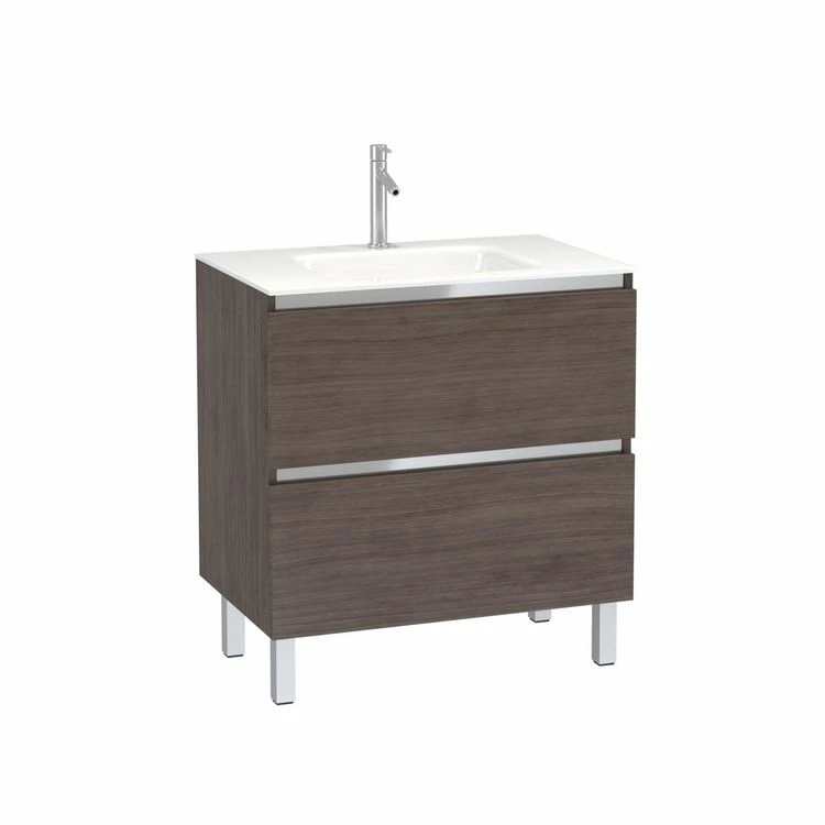 Aurlane Pack Meuble De Salle De Bain 80x50 Cm Finition Graphite - 2 Tiroirs - Vasque En Verre Blanc 3 Aurlane Pack Meuble De Salle De Bain 80x50 Cm Finition Graphite - 2 Tiroirs - Vasque En Verre Blanc – Image 3