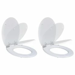 VIDAXL Siege De Toilette Et Couvercle A Fermeture Douce 2pcs MDF Blanc