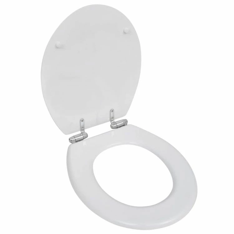 VIDAXL Siege De Toilette Et Couvercle A Fermeture Douce 2pcs MDF Blanc 2 VIDAXL Siege De Toilette Et Couvercle A Fermeture Douce 2pcs MDF Blanc – Image 2