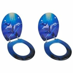 VIDAXL Sieges De Toilette Avec Couvercles 2 Pcs MDF Dauphin