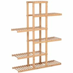 HOMCOM Etagère Salle De Bain Bambou Meuble De Rangement De Salle De Bain Design Cosy Naturel 6 Espaces De Rangement Dim. 98L X 28l X 132H Cm