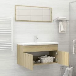 VIDAXL Ensemble De Meubles De Salle De Bain Chene Sonoma Agglomere -Paris Prix boutique B2CD 249