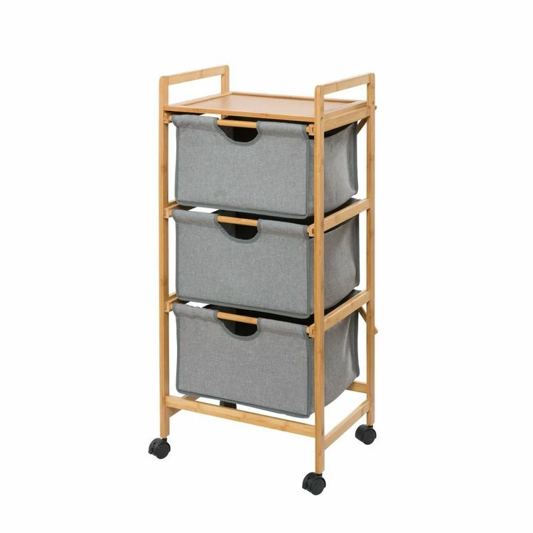 Wenko Etagère De Salle De Bain En Bambou 3 Tiroirs - H. 96 Cm - Gris 1 Wenko Etagère De Salle De Bain En Bambou 3 Tiroirs - H. 96 Cm - Gris
