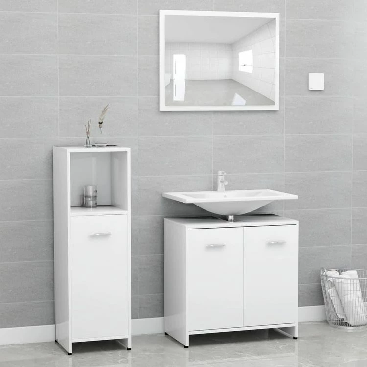 VIDAXL Ensemble De Meubles De Salle De Bain 3 Pcs Blanc Agglomere 1 VIDAXL Ensemble De Meubles De Salle De Bain 3 Pcs Blanc Agglomere