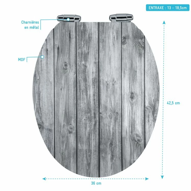 Galedo Abattant Pour WC à Motif Sur 3 Faces - En MDF Et Charnières En Métal - PLANKS 4 Galedo Abattant Pour WC à Motif Sur 3 Faces - En MDF Et Charnières En Métal - PLANKS – Image 4