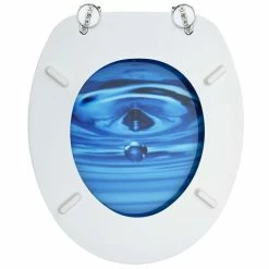 VIDAXL Siege De Toilette Avec Couvercle MDF Bleu Gouttes D'eau 11 VIDAXL Siege De Toilette Avec Couvercle MDF Bleu Gouttes D'eau -Paris Prix boutique B2CD 2570