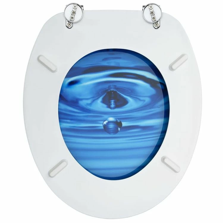 VIDAXL Siege De Toilette Avec Couvercle MDF Bleu Gouttes D'eau 6 VIDAXL Siege De Toilette Avec Couvercle MDF Bleu Gouttes D'eau – Image 6