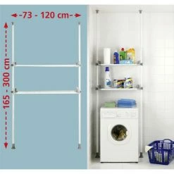 Wenko Etagère Pour Machine à Laver Et Toilette - H. 165/300 Cm - Gris -Paris Prix boutique B2CD 2629