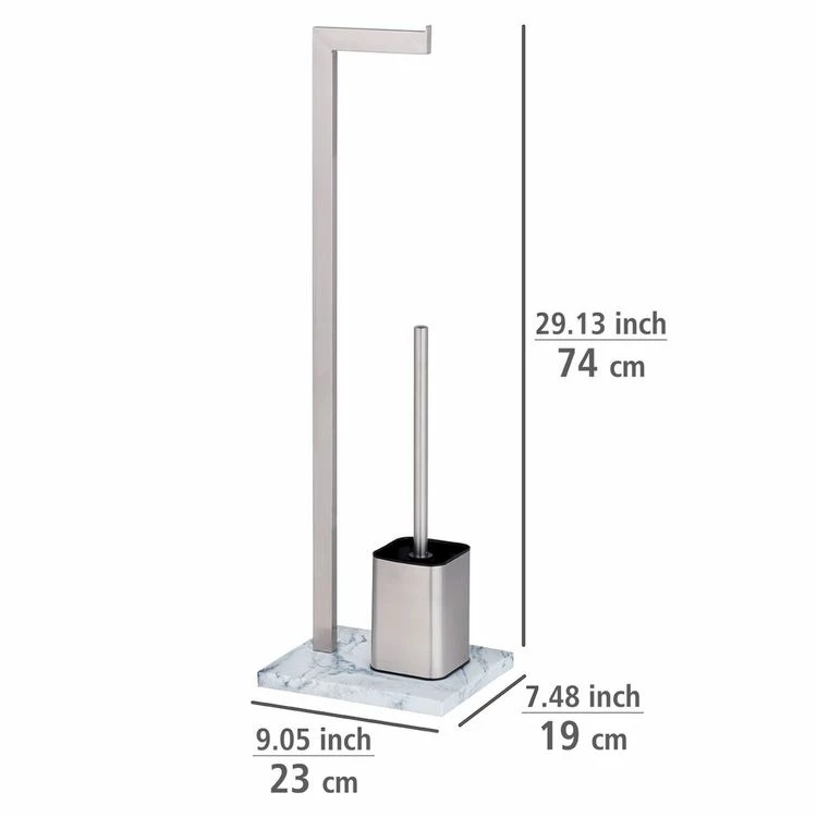 Wenko Serviteur WC Aprilia Avec Porte-rouleau Et Brosse à WC - Argent 2 Wenko Serviteur WC Aprilia Avec Porte-rouleau Et Brosse à WC - Argent – Image 2