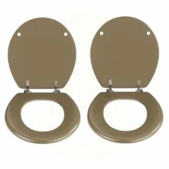 TOILINUX 2 X Abattant WC Prima En MDF - Taupe