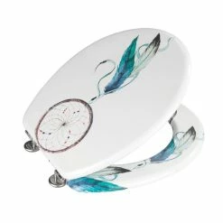 Wenko Abattant WC Attrape-rĂŞves - MDF - Blanc Et Bleu